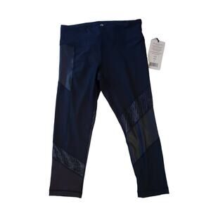 90 Degree by Reflex Velvet Faux Leather Mesh Leggings Black Gray Size M NWT